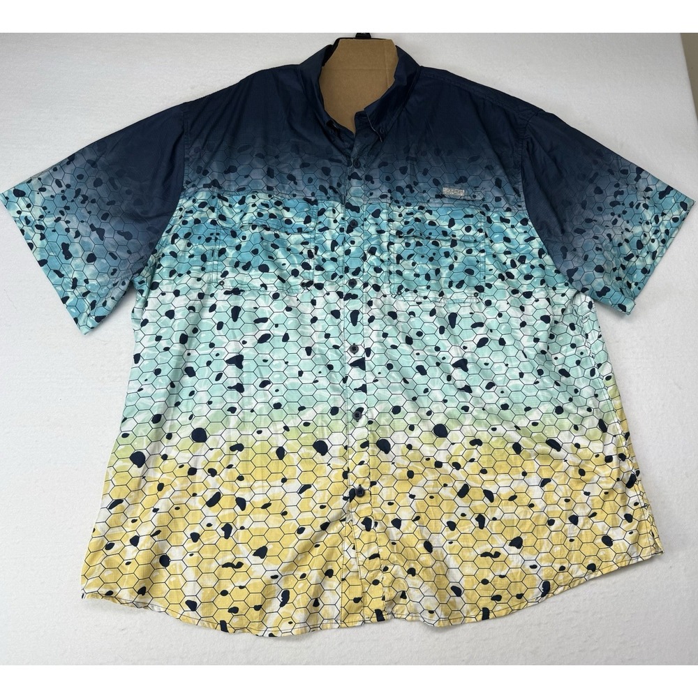 Ocean Coast Mens Fishing Shirt Multicolor  Geometric Print Ocean Advantage 3XL
